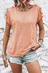 Apricot Button Detail Batwing Sleeve