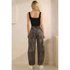 Printed Barrel Jeans with Belt Detail