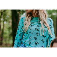 Branded 3D Print Mesh Top - Turquoise