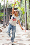 Stars & Stripes Knit Cap Sleeve Top