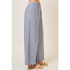 Pinstripe Wide Leg Pants with Drawstring