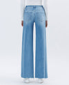 HIGH RISE RAW HEM EXTREME WIDE JEANS