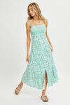 FLORAL PAISLEY PRINT BUTTON-DOWN MIDI DRESS