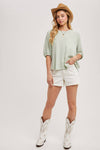 BATWING SLEEVES THERMAL KNIT TOP - Sage