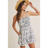 BREATHABLE FOR WARM DAYS PALM LEAF SMOCKED ROMPER