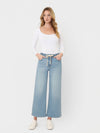 SUPER HIGH RISE ELASTIC WAISTBAND CROP WIDE LEG