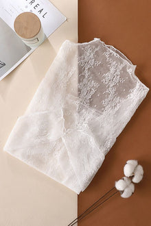  Sheer Lace Long Sleeve Top - White