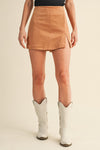 Stretch Faux Suede Side Slit Detail Skort