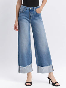  High Rise cuffed wide leg
