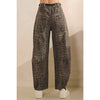 Printed Barrel Jeans with Belt Detail