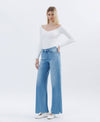 HIGH RISE RAW HEM EXTREME WIDE JEANS