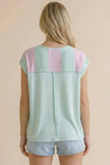 Wide Stripe French Terry Color Block Top