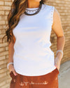 Ivory Vintage Silver Studded Tank Top