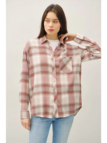  Classic Plaid Longsleeve Top - Dusty Pink