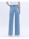 High Rise Clean Cut Raw Hem Wide Jeans - Vervet