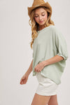 BATWING SLEEVES THERMAL KNIT TOP - Sage