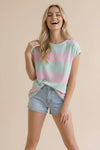 Wide Stripe French Terry Color Block Top