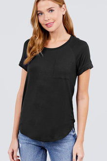  Basic Tee Round Neck with Pocket  - BLK