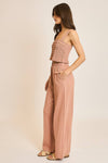 CRINKLE KNIT TOP AND PANTS SET