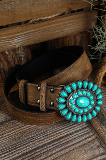  Blue Western Turquoise Decor Retro Wide Belt