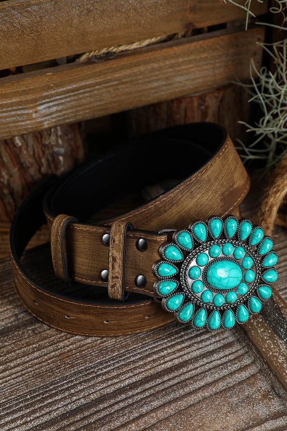 Blue Western Turquoise Decor Retro Wide Belt