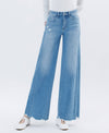HIGH RISE RAW HEM EXTREME WIDE JEANS