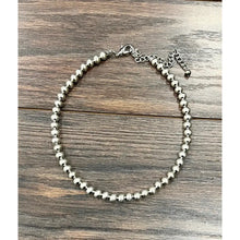  16" 8mm Silver Navajo Bead Necklace