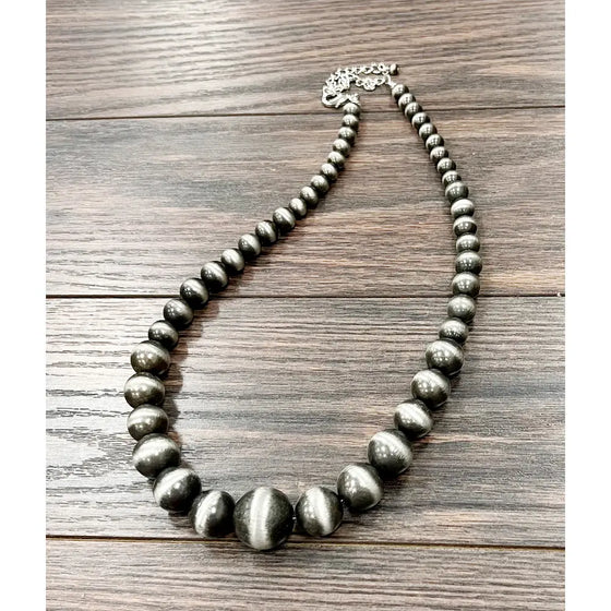 24" Very-Big Graduated Navajo Bead Necklace