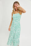 FLORAL PAISLEY PRINT BUTTON-DOWN MIDI DRESS