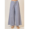 Pinstripe Wide Leg Pants with Drawstring