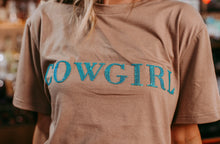  Cowgirl Sequins Engraved 3D Embroidery Tee Tan