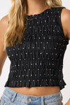 MINI POLKA DOT SMOCKED CROP TANK TOP