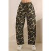 Printed Barrel Jeans with Belt Detail