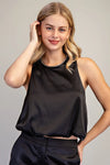 Rhinestone Trim Open Back Blouse