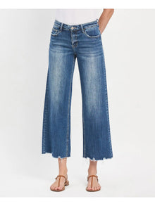  Lovervet Mid Rise Raw Hem Wide Jeans