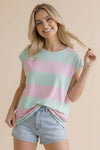 Wide Stripe French Terry Color Block Top