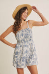 BREATHABLE FOR WARM DAYS PALM LEAF SMOCKED ROMPER