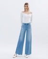 HIGH RISE RAW HEM EXTREME WIDE JEANS