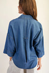 Mineral Washed Back Pleat Button Down Shirt