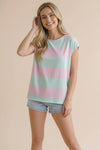 Wide Stripe French Terry Color Block Top