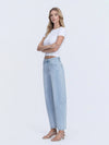High Rise Light Wash Crop Barrel Jeans
