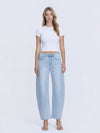 High Rise Light Wash Crop Barrel Jeans