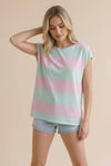 Wide Stripe French Terry Color Block Top