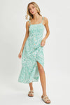 FLORAL PAISLEY PRINT BUTTON-DOWN MIDI DRESS