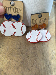  Wood Baseball Earrings