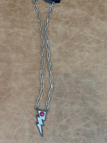  Pink Paperclip Lightning Bolt Necklace