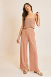 CRINKLE KNIT TOP AND PANTS SET