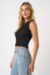 MINI POLKA DOT SMOCKED CROP TANK TOP
