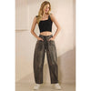 Printed Barrel Jeans with Belt Detail
