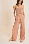 CRINKLE KNIT TOP AND PANTS SET